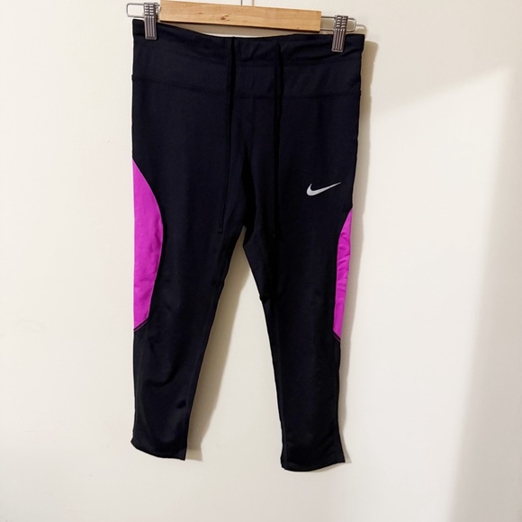 Nike Pants - Nike Dri Fit Womens Black Purple Leggings Size Small Athleisure Gym Running
